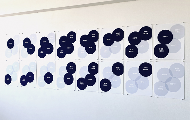 Philip Bradshaw, Installation view, here now (bubbles), 2020